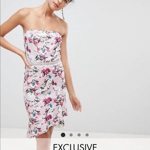 ASOS Pink Floral Strapless Dress